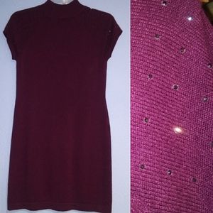 Sparkle Sweater Dress Wine Med